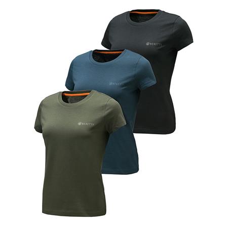 Kortærmet T-Shirt Til Kvinder Beretta Woman's - Grøn/Blå/Sort - Pakke Med 3