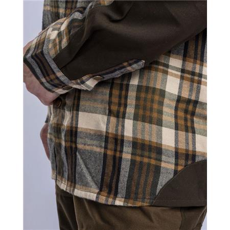 KOSZULA MĘSKA Z DŁUGIM RĘKAWEM PINEWOOD FURUDAL PRO TRACKER WOOL - BEŻOWY/ZAMSZOWY BRĄZ