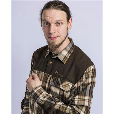 KOSZULA MĘSKA Z DŁUGIM RĘKAWEM PINEWOOD FURUDAL PRO TRACKER WOOL - BEŻOWY/ZAMSZOWY BRĄZ