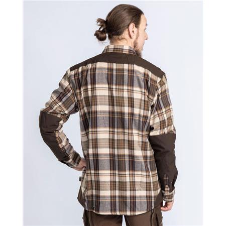 KOSZULA MĘSKA Z DŁUGIM RĘKAWEM PINEWOOD FURUDAL PRO TRACKER WOOL - BEŻOWY/ZAMSZOWY BRĄZ