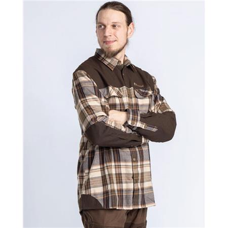 KOSZULA MĘSKA Z DŁUGIM RĘKAWEM PINEWOOD FURUDAL PRO TRACKER WOOL - BEŻOWY/ZAMSZOWY BRĄZ