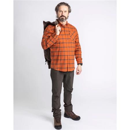 KOSZULA MĘSKA Z DŁUGIM RĘKAWEM PINEWOOD VÄRNAMO FLANNEL - TERRACOTTA/BRĄZOWY