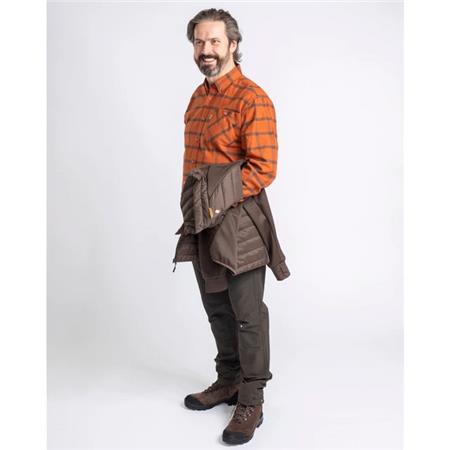 KOSZULA MĘSKA Z DŁUGIM RĘKAWEM PINEWOOD VÄRNAMO FLANNEL - TERRACOTTA/BRĄZOWY