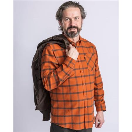 KOSZULA MĘSKA Z DŁUGIM RĘKAWEM PINEWOOD VÄRNAMO FLANNEL - TERRACOTTA/BRĄZOWY