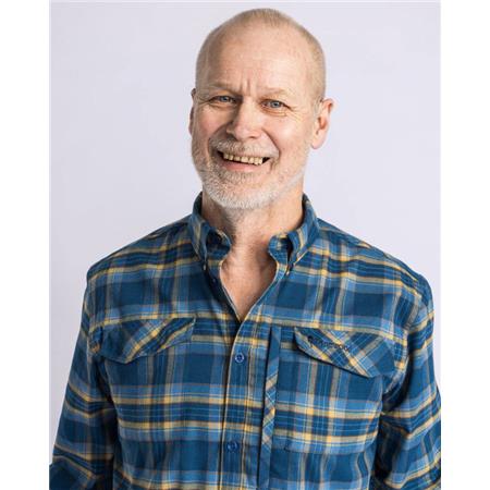 KOSZULE MĘSKIE Z DŁUGIM RĘKAWEM PINEWOOD ABISKO HIKING FLANNEL - AZUR NIEBIESKI