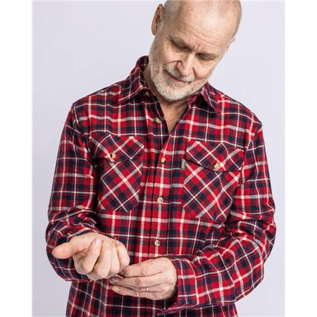 KOSZULE MĘSKIE Z DŁUGIM RĘKAWEM PINEWOOD HÄRJEDALEN - CZERWONY/GRANATOWY