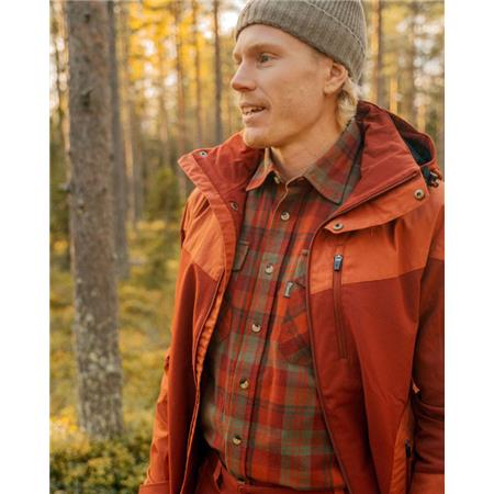 KOSZULE MĘSKIE Z DŁUGIM RĘKAWEM PINEWOOD HÄRJEDALEN - TERRAKOTA/ZIELONY