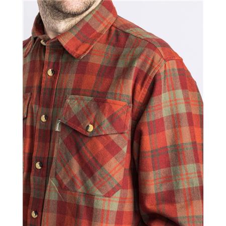 KOSZULE MĘSKIE Z DŁUGIM RĘKAWEM PINEWOOD HÄRJEDALEN - TERRAKOTA/ZIELONY