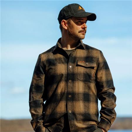 LANGÆRMEDE HERRESKJORTER SWEDTEAM LYNX WOOL - MØRK SAND