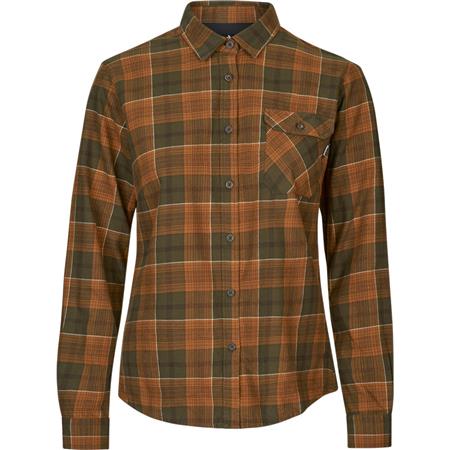 Lange Mouwen Shirt Voor Vrouwen Seeland Skye Flannel Highseat - Grizzly Brown/Terracotta Check