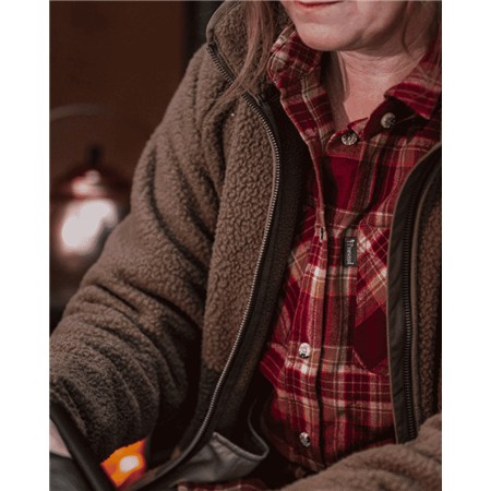 LONG SLEEVED SHIRT WOMAN PINEWOOD HÄRJEDALEN - BURGUNDY/OLIVE GREEN