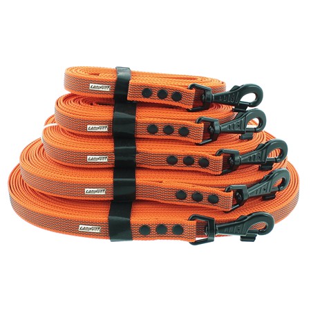 LONGE CANIHUNT MADE IN FRANCE SANGLE CAOUTCHOUC ANTI-GLISSE - ORANGE
