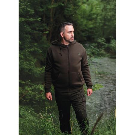 MÄNNER-SWEAT TREELAND KAPUZE MIT REISSVERSCHLUSS T104 - GRÜN