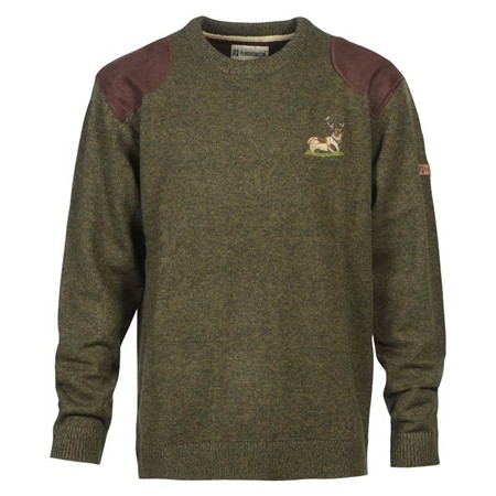 Männerpullover Percussion Brode Col Rund - Hirsch - Khaki
