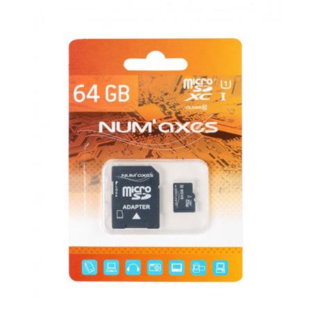 Memory Card Micro Sdxc Numaxes Classe 10 Avec Adaptateur 64 Gb