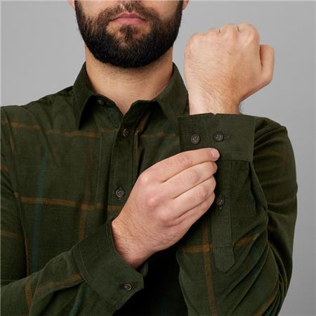 MEN'S LONG-SLEEVE SHIRT HARKILA KALDFJORD CARREAUX - WILLOW GREEN CHECK