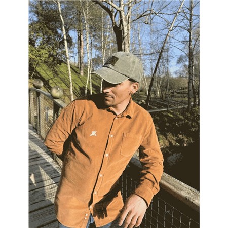 MEN'S LONG-SLEEVE SHIRT LE PAIRON BÉCASSIER VELOUR - BROWN