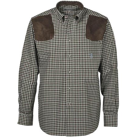 Men's Long-Sleeved Shirt Percussion Sologne - Brown/Green