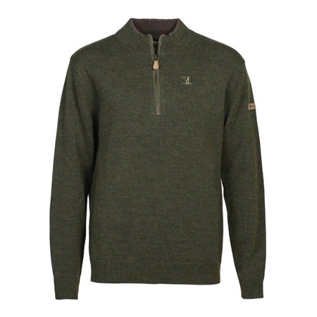 Men's Pullover Percussion Brodé Col Cheminee Islande - Khaki/Percussion