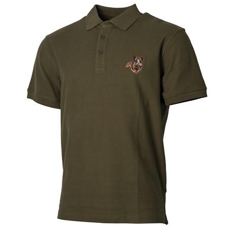 Men's Short-Sleeve Polo Treeland Embroidery Wild Boar - Khaki