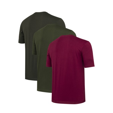 MEN'S SHORT-SLEEVE TEE SHIRT BERETTA SET OF 3 CORPORATE TS - BRITISH GREEN/CORDOVAN/PEAT - PACK OF 3