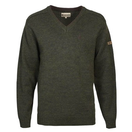Men's Sweater Percussion Chasse Col V Islande - Khaki/Percussion