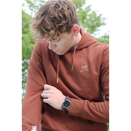 MEN'S SWEATSHIRT LE PAIRON BÉCASSIER HOODED DOUBLE EMBROIDERY IVORY - BROWN