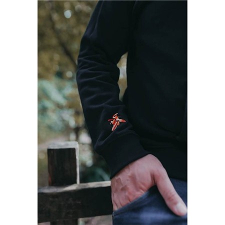 MEN'S SWEATSHIRT LE PAIRON BÉCASSIER HOODED DOUBLE EMBROIDERY ORANGE - BLACK