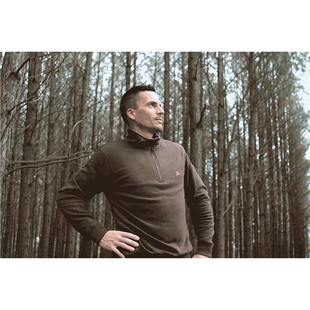 Moletom Masculino Le Pairon Bécassier Col Zippé Chasse Logo - Marrom