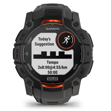 MULTIFUNKTIONS-GPS-UHR GARMIN INSTINCT 3 SOLAR 50 SCHWARZ GRAUES ARMBAND