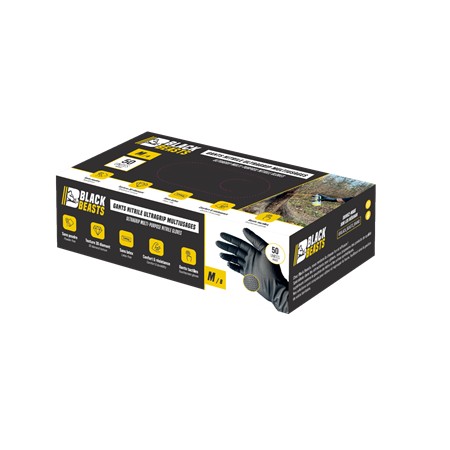 NITRILHANDSKER BLACK BEASTS ULTRAGRIP - PAKKE MED 50