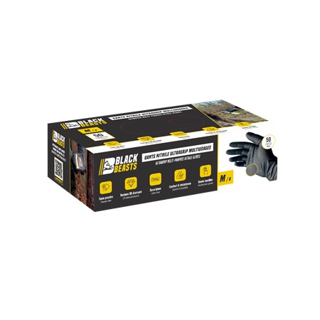 NITRILHANDSKER BLACK BEASTS ULTRAGRIP - PAKKE MED 50