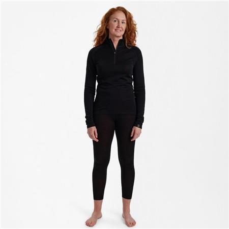 ONDER VROUWENKLEDING DEERHUNTER LADY QUINN MERINO ½-ZIP ONDERHEMD - NEGRO - ZWART