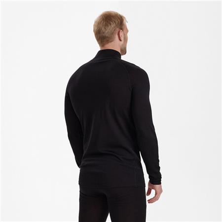 ONDERGOED VOOR MANNEN DEERHUNTER ONDERHEMD MET HALVE RITS QUINN MERINO - ROBLE NEGRO - ZWART EIKEN