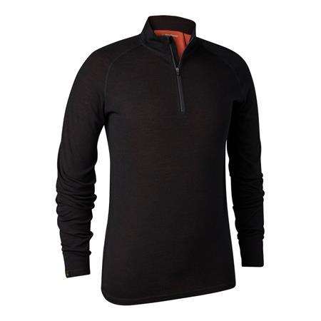 Ondergoed Voor Mannen Deerhunter Onderhemd Met Halve Rits Quinn Merino - Roble Negro - Zwart Eiken
