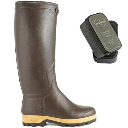 Pack Bottes Homme Le Chameau Saint Hubert Heritage + Éponge Entretien Offerte - Marron