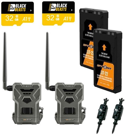 Pack Caméra De Chasse Spypoint Flex-M Twin + Batteries + Micros Sd + Supports