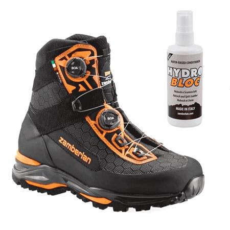 Pack Chaussures Homme Zamberlan Rondane Gtx Rr Boa - Noir/Orange + Pulvérisateur Imperméable Hydrobloc Offert