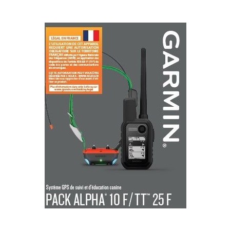 PACK GARMIN TÉLÉCOMMANDE ALPHA 10 F + COLLIER DE REPÉRAGE ET DRESSAGE TT25 F