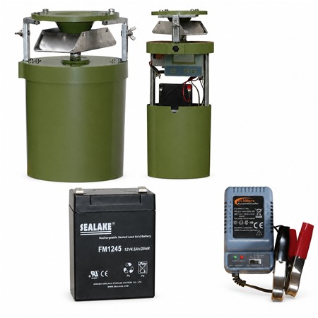 Pakke Foderautomat 12 V + Batteri + Oplader Roc Import Power Feeder