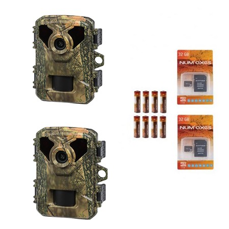Pakket Van 2 Wildcamera's Numaxes Pie1075 + 8 Batterijen Aa + 2 Geheugenkaarten 32Gb