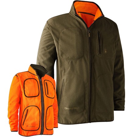 POLAIRE HOMME DEERHUNTER GAMEKEEPER BONDED FLEECE RÉVÉRSIBLE - KAKI/ORANGE