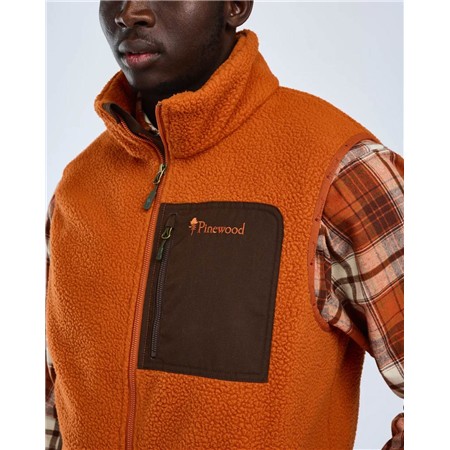 POLAIRE SANS MANCHE HOMME PINEWOOD PILE FLEECE - ORANGE CLAY/D.BROWN