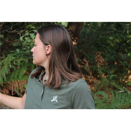 POLO DAMES KORTE MOUWEN LE PAIRON BÉCASSIER LOGO BEIGE - KAKI