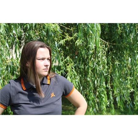 POLO MANCHES COURTES FEMME LE PAIRON BÉCASSIER LOGO ORANGE - ANTHRACITE