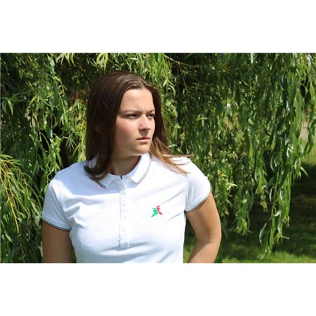 Polo Manches Courtes Femme Le Pairon Bécassier Logo Rouge/Vert - Blanc