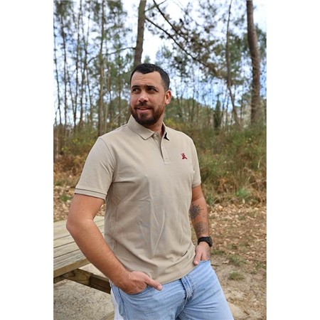 Polo Manches Courtes Homme Le Pairon Bécassier Logo Bordeaux - Sable