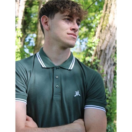 Polo Manches Courtes Homme Le Pairon Bécassier Logo Et Liseré Blanc - Vert