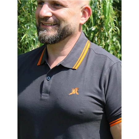 Polo Manches Courtes Homme Le Pairon Bécassier Logo Et Liseré Orange - Noir
