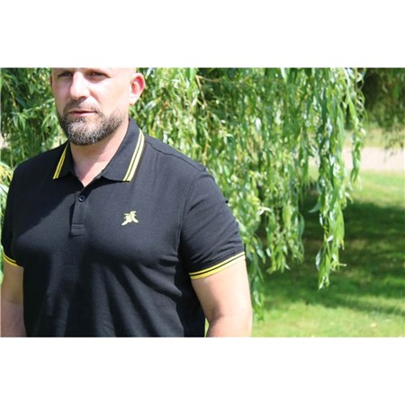 POLO MANCHES COURTES HOMME LE PAIRON BÉCASSIER LOGO JAUNE - NOIR
